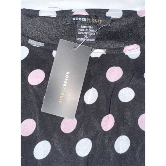 Polka Dot Sleeveless Black & Blush Dress By Robert Louis Size XL - Picture 5 of 7